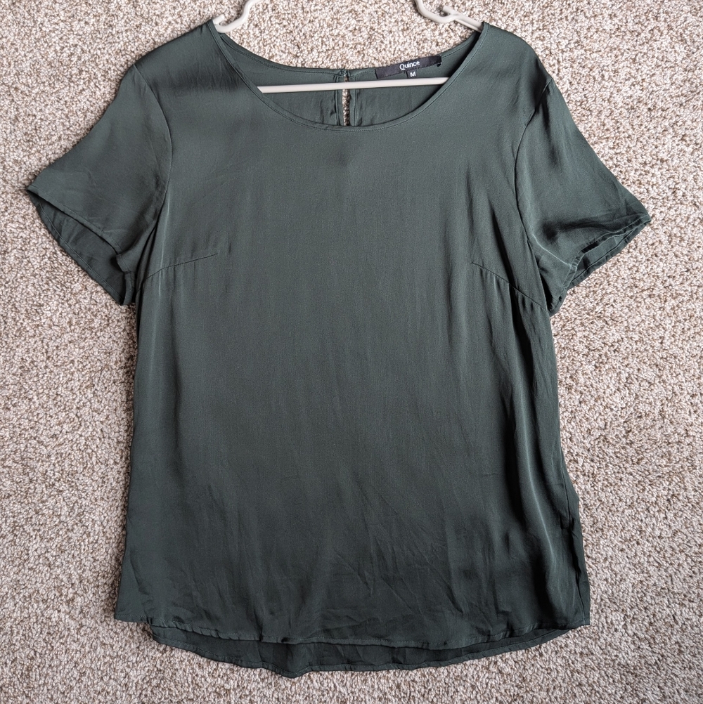Quince Forest Green Short Sleeve Blouse